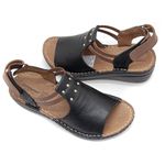 Sandália com Velcro em Couro Preto com Caramelo Levecomfort 