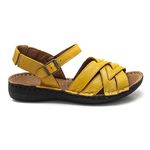 Sandália com Fivela Couro Amarelo Levecomfort