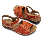Sandália com Fivela Couro Laranja Levecomfort 