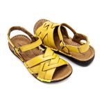 Sandália com Fivela Couro Amarelo Levecomfort