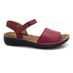 Sandália com Velcro em Couro Vermelho Levecomfort
