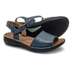 Sandália com Velcro em Couro Azul Marinho Levecomfort 