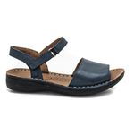 Sandália com Velcro em Couro Azul Marinho Levecomfort 