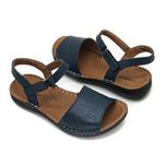 Sandália com Velcro em Couro Azul Marinho Levecomfort 