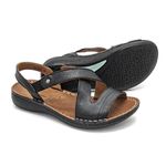 Sandália com Elastico em Couro Preto Levecomfort 