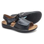 Sandália com Velcro Duplo Couro Preto Levecomfort