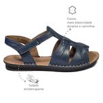 Sandália com Velcro couro Marinho Levecomfort