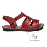 Sandália com Velcro couro Vermelho Levecomfort