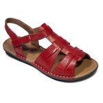 Sandália com Velcro couro Vermelho Levecomfort