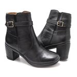 Bota Feminina Confortavel Zíper Couro Preta Levecomfort 