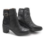 Bota Feminina Confortavel Zíper Couro Preta Levecomfort 