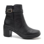 Bota Feminina Confortavel Zíper Couro Preta Levecomfort 