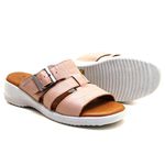 Sandália Feminina com Fivela Couro Nude Levecomfort 