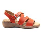 Sandália Feminina com Fivela Couro Laranja Levecomfort