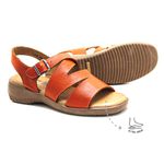 Sandália Feminina com Fivela Couro Laranja Levecomfort