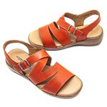 Sandália Feminina com Fivela Couro Laranja Levecomfort