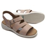 Sandália Feminina com Fivela Couro Nude Levecomfort