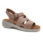Sandália Feminina com Fivela Couro Nude Levecomfort