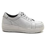 Tênis Feminino Confortável de Amarrar Couro Branco Levecomfort