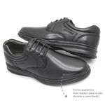 Sapato Casual Masculino Conforto Couro Preto Leveterapia - 42802