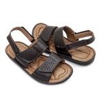Sandália Masculina Confortável em Couro Dark Brown Leveterapia