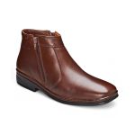 Bota Social Masculina Conforto Couro Cafe com Ziper Leveterapia 