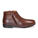 Bota Social Masculina Conforto Couro Cafe com Ziper Leveterapia 