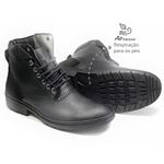 Bota Coturno Conforto Antiderrapante Couro Preto Leveterapia