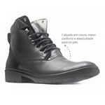 Bota Coturno Conforto Antiderrapante Couro Preto Leveterapia