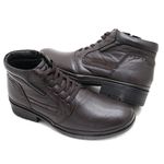 Bota Coturno Conforto Antiderrapante Couro Dark Brown Leveterapia 