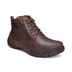 Bota Masculina Conforto Couro Zíper Café Leveterapia