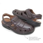 Sandália Masculina Confortável em Couro Dark Brown Leveterapia