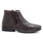 Bota Social Leve com Zíper Conforto Couro Dark Brown Leveterapia