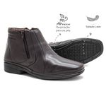 Bota Social Leve com Zíper Conforto Couro Dark Brown Leveterapia