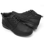 Bota Masculina com zíper Couro Preto Leveterapia