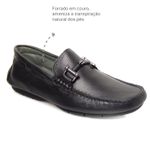 Mocassim Confortável Flexível Couro Preto Leveterapia