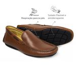 Mocassim Confortável Flexível Couro Amendoa Leveterapia