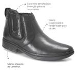 Bota social masculina Leve Couro Preto Leveterapia