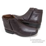 Bota social masculina Leve Couro Dark Brown com Ziper Leveterapia