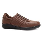 Sapato Casual Masculino com Elastico Couro Caramelo Leveterapia