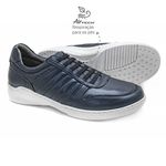 Sapato Casual Masculino com Elastico Couro Marinho Leveterapia