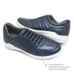 Sapato Casual Masculino com Elastico Couro Marinho Leveterapia