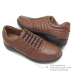 Sapato Casual Masculino com Elastico Couro Caramelo Leveterapia