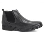 Bota social masculina Leve Couro Preta Com Elastico Tradicional Leveterapia 