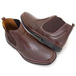 Bota social masculina Leve Couro Cafe Com Elastico Tradicional Leveterapia Copia