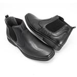Bota social masculina Leve Couro Preta Com Elastico Tradicional Leveterapia 