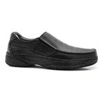 Sapato Casual em couro Preto com elástico Leveterapia 