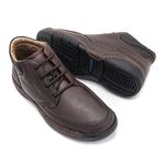 Bota Casual em couro Cafe com Cadarço Leveterapia 