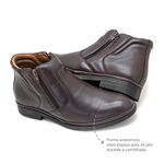 Bota Social Masculina Conforto Couro Dark Brown Ziper Leveterapia