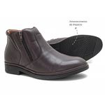 Bota Social Masculina Conforto Couro Dark Brown Ziper Leveterapia